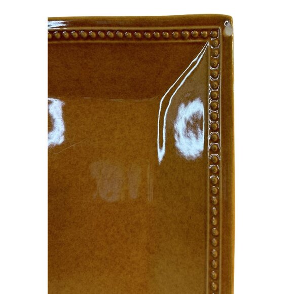 Pier 1 Imports Spice Route Ginger Square Beaded Stoneware 2-Dinner Plates 10.5" - Picture 6 of 10